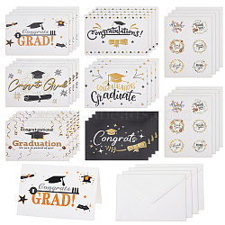 Benediction Rectangle Paper Greeting Card, with Random Style Sticker and Envelope, for Graduation Party, White, 111~149x105~198x0.3~0.5mm(AJEW-WH0083-98)