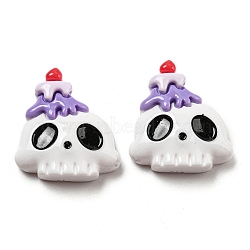Halloween Opaque Resin Decoden Cabochons, White, Skull, 24x22x7mm(CRES-H002-02E)