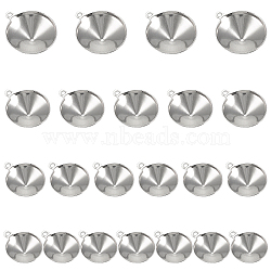 304 Stainless Steel Pendant Rhinestone Settings, Cone, Stainless Steel Color, 11~17x8.5~14.5x3~5.5mm, Hole: 1mm, 120pcs/box(STAS-UN0010-26)