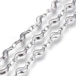 3.28 Feet 304 Stainless Steel Link Chains, Soldered, Twisted, Stainless Steel Color, 11.5x3.5x2mm(X-STAS-P219-35)