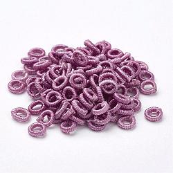 Polyester Weave Beads, Ring, Flamingo, 6x2mm, Hole: 3mm; about 200pcs/bag(WOVE-N003-30)