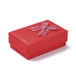 Paper Jewelry Set Boxes, with Black Sponge and Bowknot, for Necklaces and Earring, Rectangle, FireBrick, 8.4x5.3x3.3cm(CON-Z005-04D)