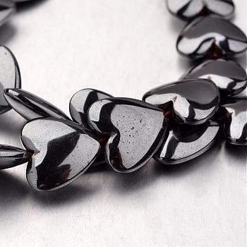 Non-magnetic Synthetic Hematite Bead Strands, Heart, Original Color, 12x12x4mm, Hole: 1mm, about 38pcs/strand, 15.7 inch