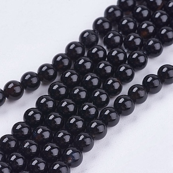 Natural Black Onyx Beads Strands, Dyed, Grade AB, Round, Black, 4mm, Hole: 0.8mm, 15.5 inch