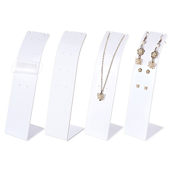 Desktop Acrylic Slant Back Single Necklace Display Stands, Rectangle, White, 5x6.05x18.5cm