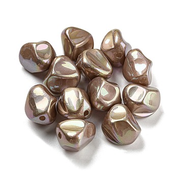 Spray Painted ABS Plastic Beads, Imitation Pearl, Nuggest, Dyed, AB Color Plated, Dark Goldenrod, 15x13~15x12~13mm, Hole: 2mm