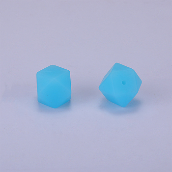 Hexagonal Silicone Beads, Chewing Beads For Teethers, DIY Nursing Necklaces Making, Light Cyan, 23x17.5x23mm, Hole: 2.5mm