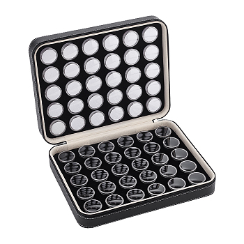60Pcs 2 Colors Plastic Loose Diamond Round Boxes, Organizer Bags for Nail Art, Small Items, Loose Gems Storage, Black and White, Black, Bag: 26x20.5x6.6cm, round box: 32mm in diameter, 30pcs/color