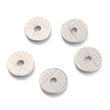 201 Stainless Steel Beads, Heishi Beads, Flat Round/Disc, Stainless Steel Color, 13.5x1mm, Hole: 3mm
