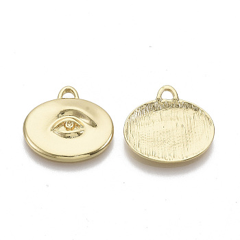 Alloy Pendants, Oval with Eye, Light Gold, 18x19.5x2.5mm, Hole: 2x2mm