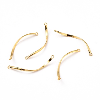 304 Stainless Steel Links Connectors, Twist, Real 18k Gold Plated, 42x2x1mm, Hole: 2mm