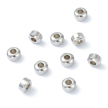 202 Stainless Steel Spacer Beads, Flat Round, Stainless Steel Color, 5x3mm, Hole: 2mm