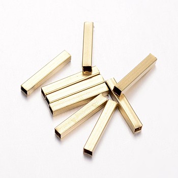 Brass Tube Beads, Golden, 12x2x2mm, Hole: 1x1mm