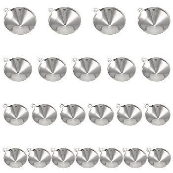 304 Stainless Steel Pendant Rhinestone Settings, Cone, Stainless Steel Color, 11~17x8.5~14.5x3~5.5mm, Hole: 1mm, 120pcs/box