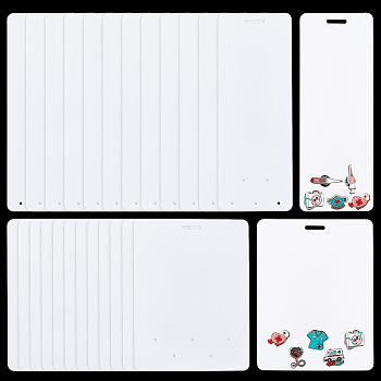 24Pcs 2 Styles PVC Plastic Badge Display Cards, Rectangle, White, 11.2~14.7x5.4~8.9x0.05cm, 12pcs/style