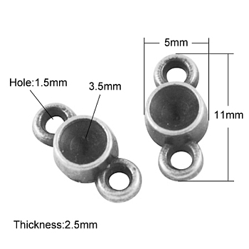 Alloy Cabochon Connector Settings, Cadmium Free & Nickel Free & Lead Free, Antique Silver, 12.5x5x2.5mm, Hole: 1.5mm, Fit for 3.5mm rhinestone