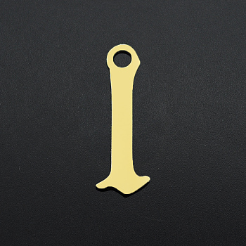 201 Stainless Steel Charms, Laser Cut, Letter, Golden, Letter.L, L:10.7x3.5x1mm, Hole: 1.2mm