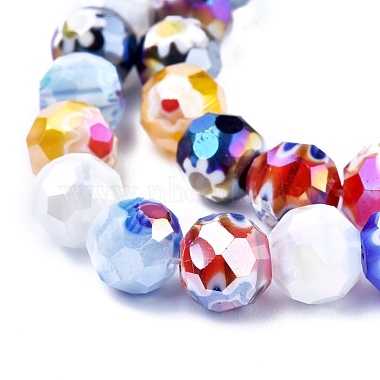 Faceted Round Handmade Millefiori Glass Beads Strands(X-LK-R004-41)-3