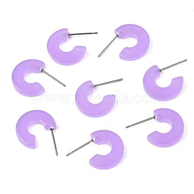 Medium Purple Alphabet Cellulose Acetate Stud Earrings