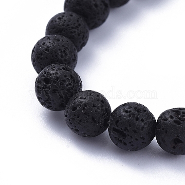 Natural Lava Rock Round Beads Stretch Bracelets(BJEW-JB05118)-4