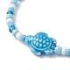 Эластичные браслеты из фарфоровых бусин с морской черепахой(BJEW-JB09997)-4