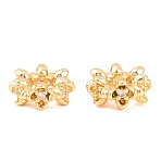 Brass Pave Clear Cubic Zirconia Spacer Beads, Flower, Real 18K Gold Plated, 9.5x4mm, Hole: 3.8mm(KK-L274-05G)