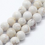 Natural Magnesite Beads Strands, Round, 6mm, Hole: 0.8mm, about 63pcs/strand,  14.76 inch(37.5cm)(X-G-I199-27-6mm)