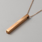 304 Stainless Steel Pendant Necklaces, Blank Rectangle, Light Gold, 17.95 inch(45.6cm)(NJEW-WH0016-51KCG)