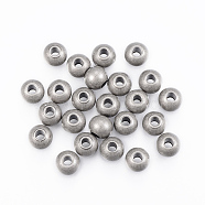 304 Stainless Steel Beads, Round, Antique Silver, 6x5mm, Hole: 2mm(STAS-H394-6mm-15AS)