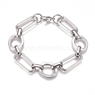 Tarnish Resistant 304 Stainless Steel Chain Bracelets, with Lobster Claw Clasps, Stainless Steel Color, 8-1/4 inch(21cm)(BJEW-L661-06P)