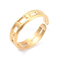 Ion Plating(IP) 304 Stainless Steel Hollow Open Cuff Ring for Women, Golden, Inner Diameter: 17.3mm(RJEW-L103-35G)