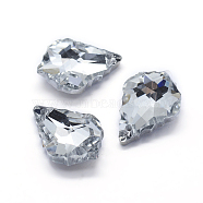 Faceted Glass Pendants, Back Plated, Leaf, Silver, 22x15.5x8.5mm, Hole: 1mm(GLAA-F068-A03)