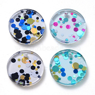 Cellulose Acetate(Resin) Pendants, with Pailette/Sequins, Flat Round, Mixed Color, 15~16x2~3mm, Hole: 1.4mm(KY-S161-002)