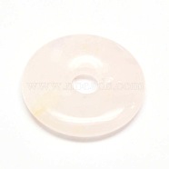 Donut/Pi Disc Natural Gemstone Pendants, Rose Quartz, Donut Width: 12mm, 30x5mm, Hole: 6mm(G-L234-30mm-01)