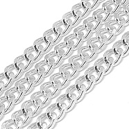 Unwelded Aluminum Curb Chains, Silver, 9x7x1.8mm(CHA-S001-049A)