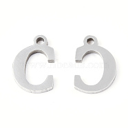 201 Stainless Steel Charms, Alphabet, Letter.C, 9x6x1mm, Hole: 1mm(STAS-N091-176C-P)
