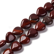 Natural Red Rainbow Jasper Beads Strands, Heart, 11.5~12x11.5~12x5~5.5mm, Hole: 1mm, about 33pcs/strand, 15.16''(38.5cm)(G-I372-A06-01)