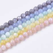 Natural Freshwater Shell Beads Strands, Dyed, Round, Mixed Color, 2.5mm, Hole: 0.7mm, about 150~190pcs/Strand, 14.96 inch~15.75 inch(BSHE-T009-01)
