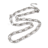 304 Stainless Steel Oval Links Necklace for Women, Stainless Steel Color, 17-7/8~18-1/8 inch(45.5~46cm)(NJEW-B107-07P-01)