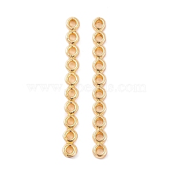 Brass Multi-Strand Links, 10-Hole, Oval, Real 18K Gold Plated, 44.5x4.5x2.5mm, Hole: 2mm(KK-S376-02G)