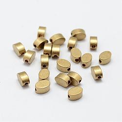 Brass Beads, Oval, Nickel Free, Raw(Unplated), 6x4x3mm, Hole: 1.5mm(KK-P095-07)