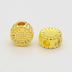 Tibetan Style Alloy Beads, Lead Free and Cadmium Free, Flower, Golden, 5.5x5.5x3mm, Hole: 1mm(K0P7G011)