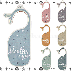 1 Set Wooden Baby Closet Divider, Hanging Organizer Signs, Whale, 180x70x2.5mm, Inner Diameter: 41.5mm, 7pcs/set(WOOD-CP0001-09)