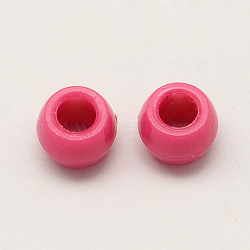 Opaque Acrylic European Beads, Large Hole Rondelle Beads, Cerise, 8~9x6mm, Hole: 4mm, about 2200pcs/500g(SACR-Q112-05)