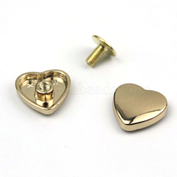 Zinc Alloy Rivet Set, with Screw, for Purse Handbag Shoes Leather Craft Clothes Belt, Heart, Light Gold, 13.5x13.5mm(PURS-PW0001-522A-LG)