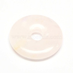 Donut/Pi Disc Natural Gemstone Pendants, Rose Quartz, Donut Width: 12mm, 30x5mm, Hole: 6mm(G-L234-30mm-01)