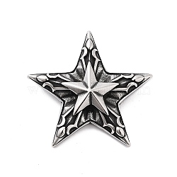 Retro 304 Stainless Steel Pendants, Star Charms, Antique Silver, 45x47.5x12mm, Hole: 8X5mm(STAS-Z095-01AS)