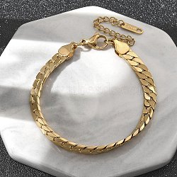304 Stainless Steel Snake Chains Bracelets for Women, Golden, 7-1/8 inch(18.1cm)(BJEW-R009-01G)