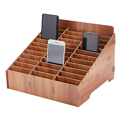 36-Grid Wooden Cell Phone Storage Box, Mobile Phone Holder, Desktop Organizer Storage Box for Classroom Office, Trapezoid, Dark Goldenrod, 322x292x218mm(AJEW-WH0348-93C)