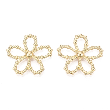Alloy Flower Multi-Strand Links, Rack Plating, Lead Free & Nickel Free & Cadmium Free, Light Gold, 32~33x32~34x5mm, Hole: 11x6mm